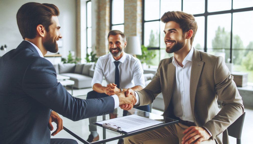 Dos personas negociando, representando el uso de Microsoft Sales Copilot.